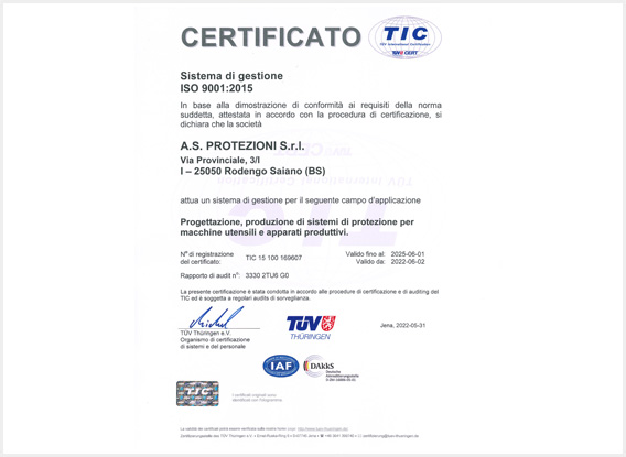 Certificazione TÜV ISO 9001:2015